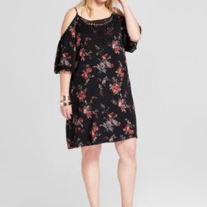 Embroidered Cold Shoulder Dress